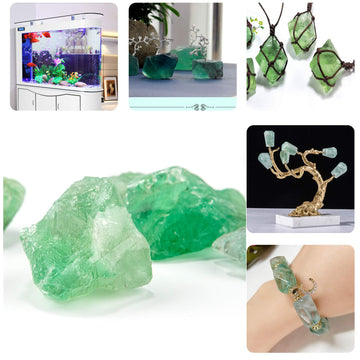 Uu Unihom 1 Lb Bulk Rough Raw Green Fluorite Crystal For Tumbling, Cabbing, Polishing, Decoration, Wrapping,Large 1'' Natural Ra