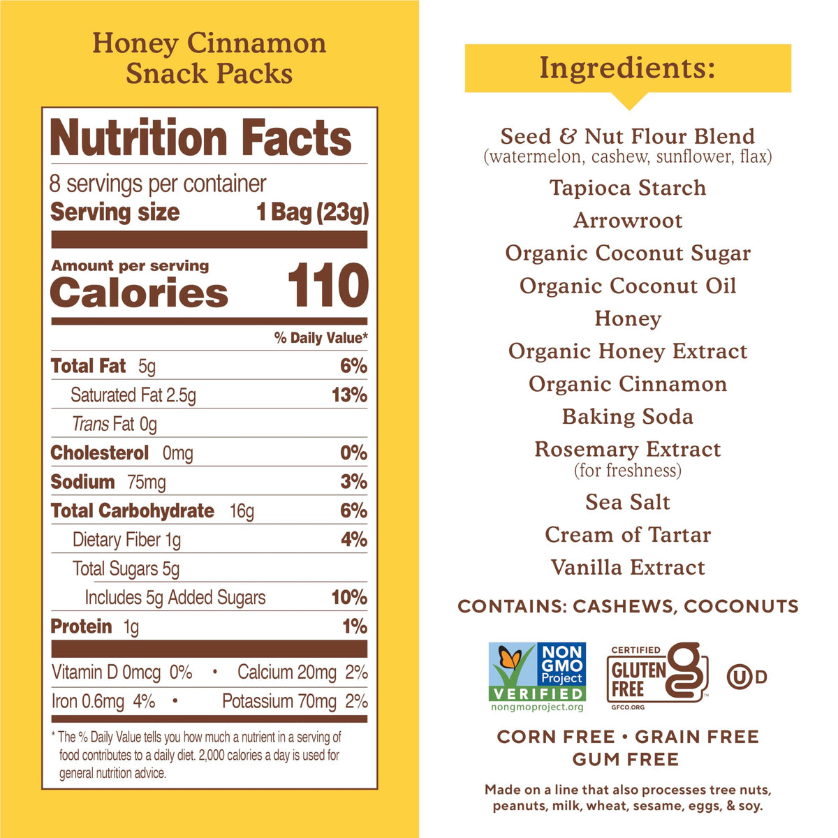 Simple Mills Snack Packs Honey Cinnamon Seed & Nut Flour Sweet Thins, Paleo Friendly & Delicious Sweet Thin Cookies, Good For Snacks, Nutrient Dense, 8 Pack (6.5 Oz Pack Of 1)