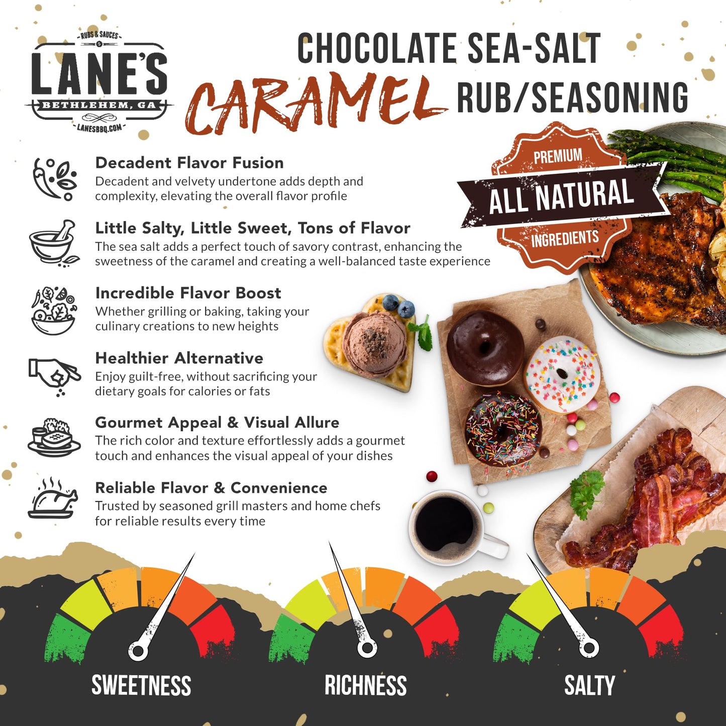 Lanes Chocolate Sea-Salt Caramel Seasoning, All-Natural, Gluten-Free, 4.6 Oz
