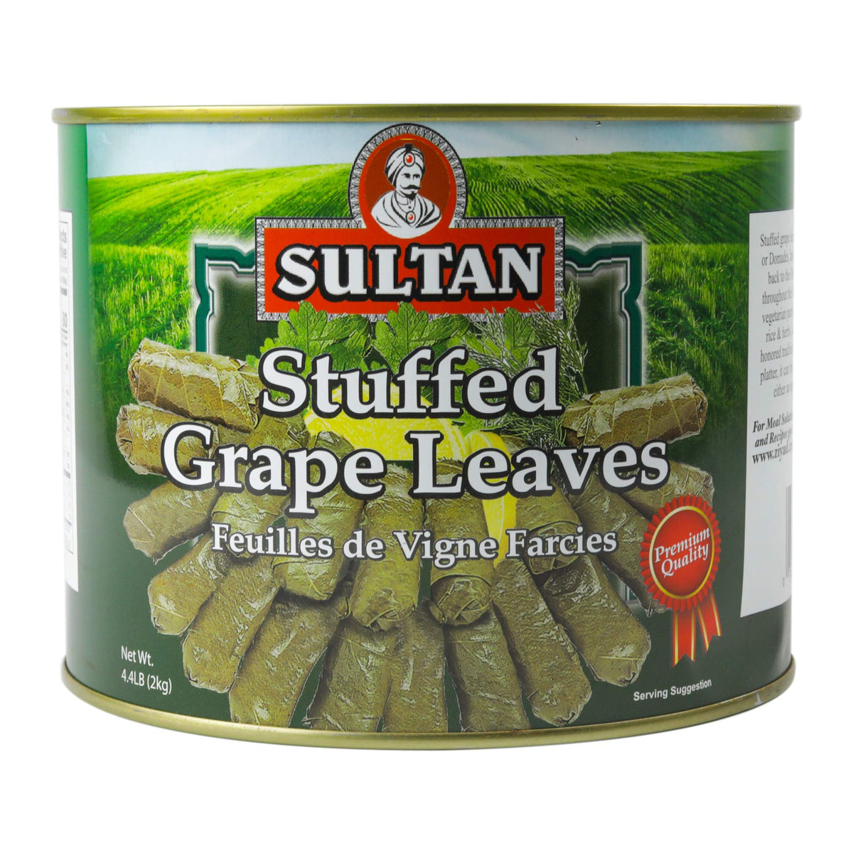 Sultan Vegetarian Stuffed Grape Leaves, Dolma, 4.4 lb, Perfect for Mezze Platter, Serve Hot or Cold, Appetizer or Entrée