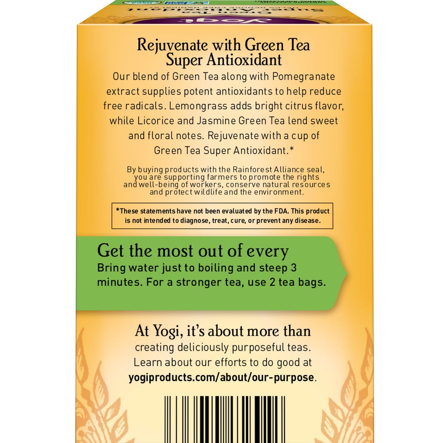Yogi Green Tea Super Antioxidant - Organic Green Tea with Licorice & Jasmine - 16 Bags per Pack (4 Packs)