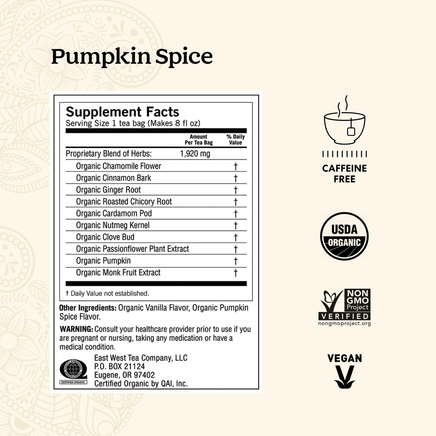 Yogi Tea Pumpkin Spice Tea - 16 Tea Bags per Pack (4 Packs) - Limited Edition Organic Pumpkin Spice Tea Bags - Perfect for the Holidays - Includes Cinnamon Bark  Cardamom Pod  Nutmeg Kernel & More