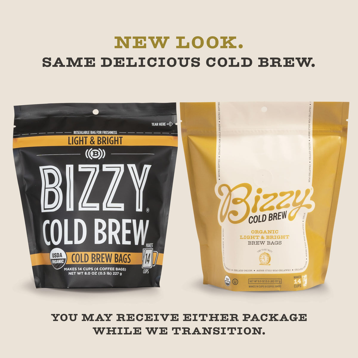 Bizzy Organic Cold Brew Coffee | Light & Bright Blend | Coarse Ground Coffee | Light Roast | Micro Sifted | Specialty Grade | 10