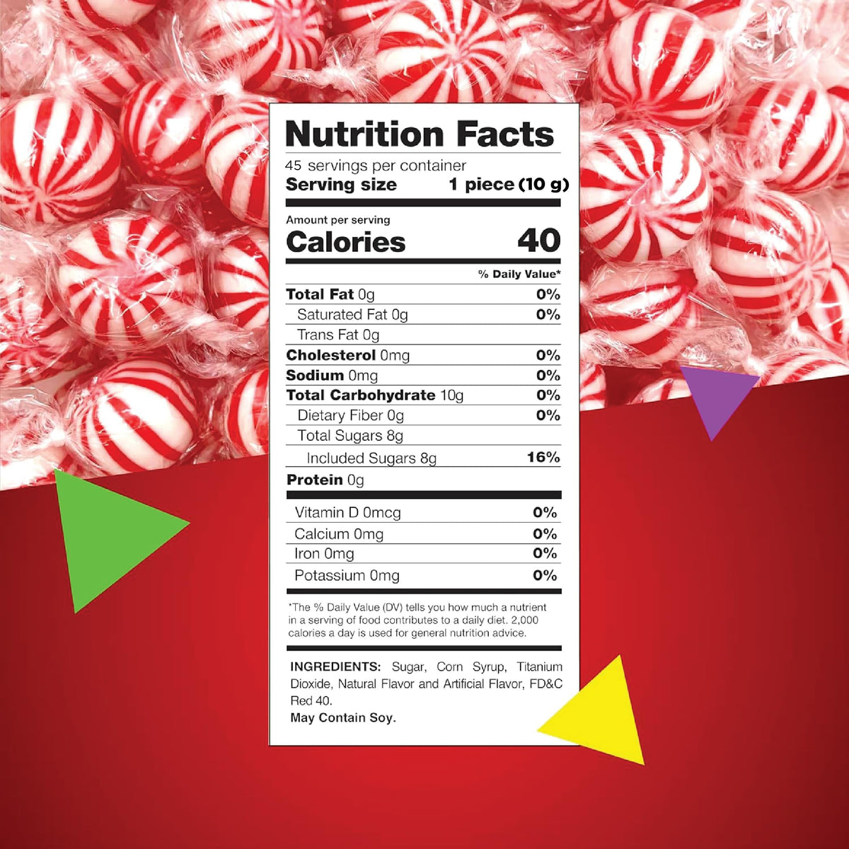 Jumbo MInt Balls |1 Pound Bag - Approx. 45 Count | Nostalgic Peppermint Hard Candy | Individually Wrapped Christmas Candy for Of