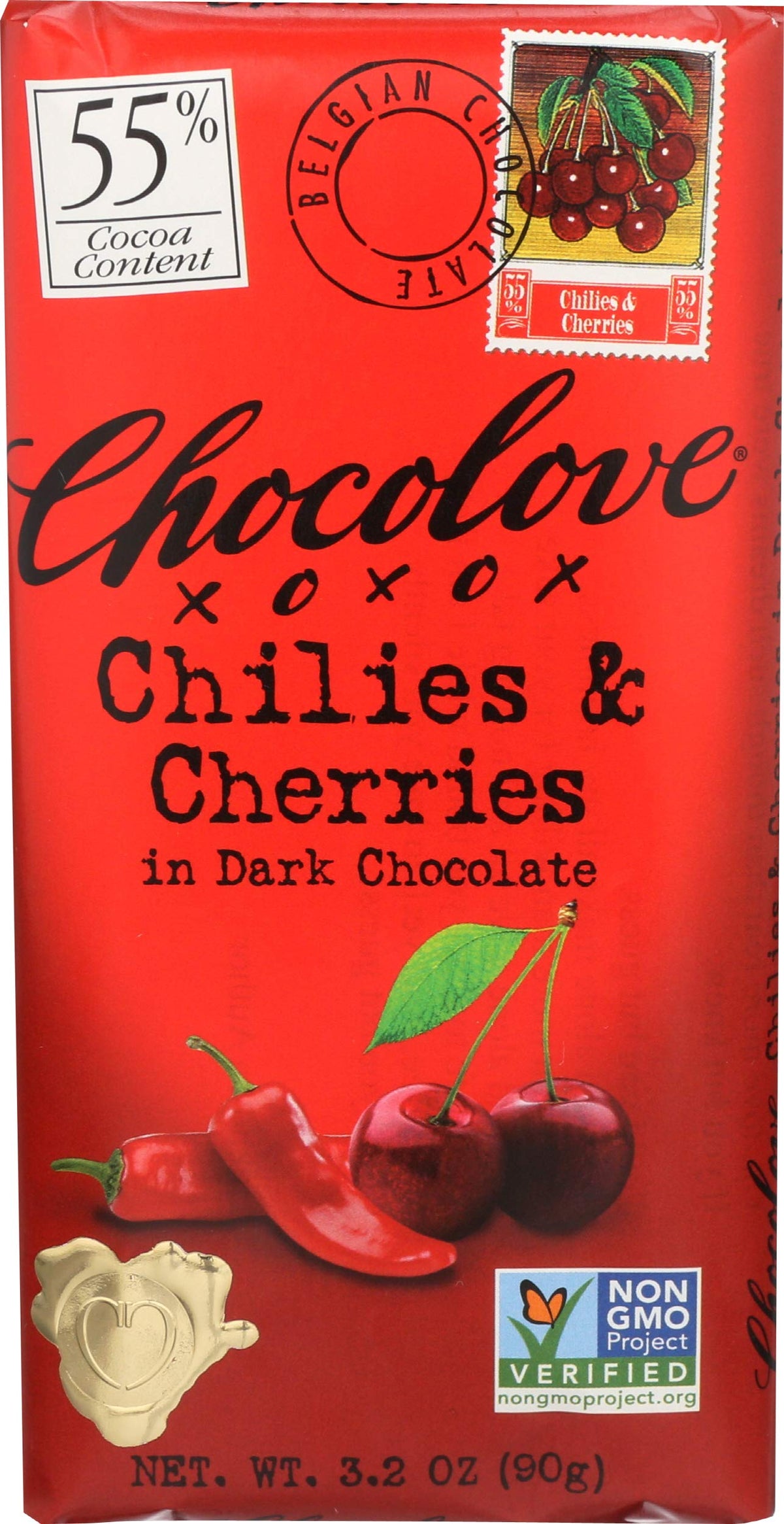 Chocolove Dark Chilies & Cherry Bar 3.2 Oz