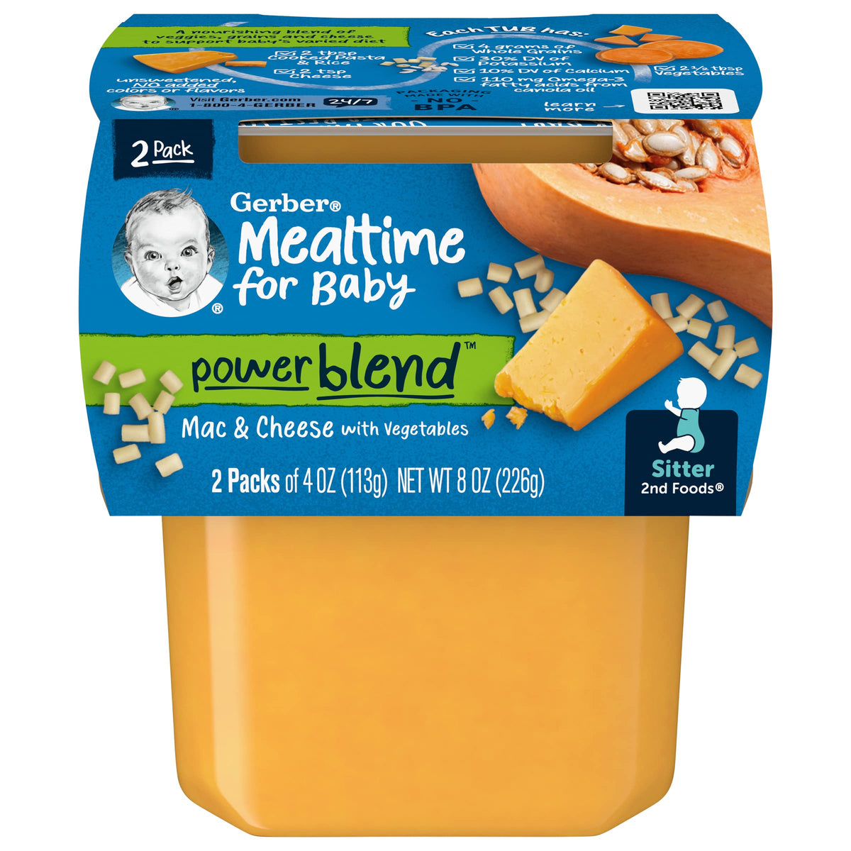 Gerber Baby Food Macaroni & Cheese With Vegetable, 4 Oz, 2 Ct Tubs