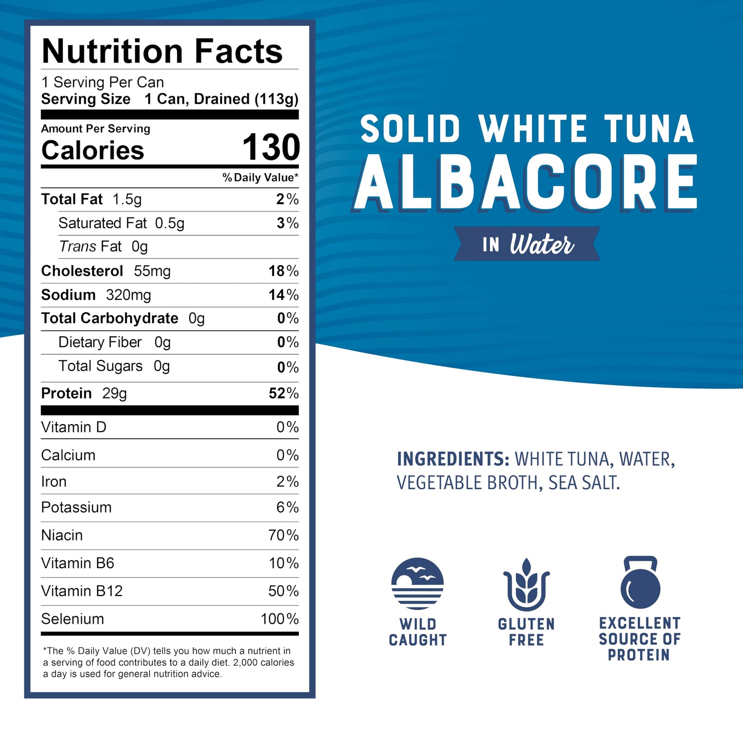 Bumble Bee Solid White Albacore Tuna in Water, 5 oz Can, Pack of 48 - Non-GMO, Gluten Free, Kosher, 29g Protein per Serving