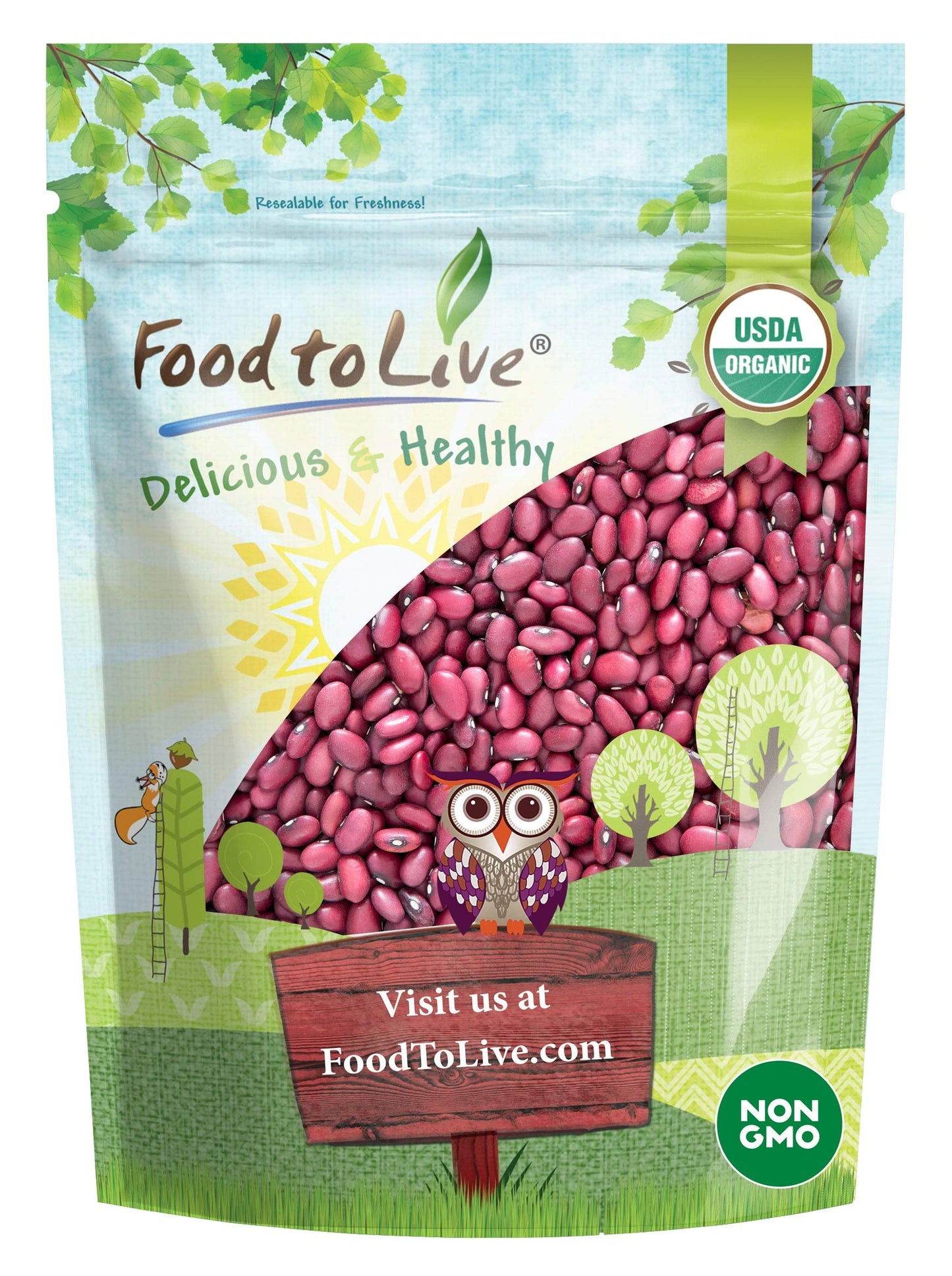 Food to Live Organic Small Red Chili Beans, 1 Pound - Non-GMO, Kosher, Vegan, Dry, Raw, Sproutable, Non-Irradiated, Bulk, Produc