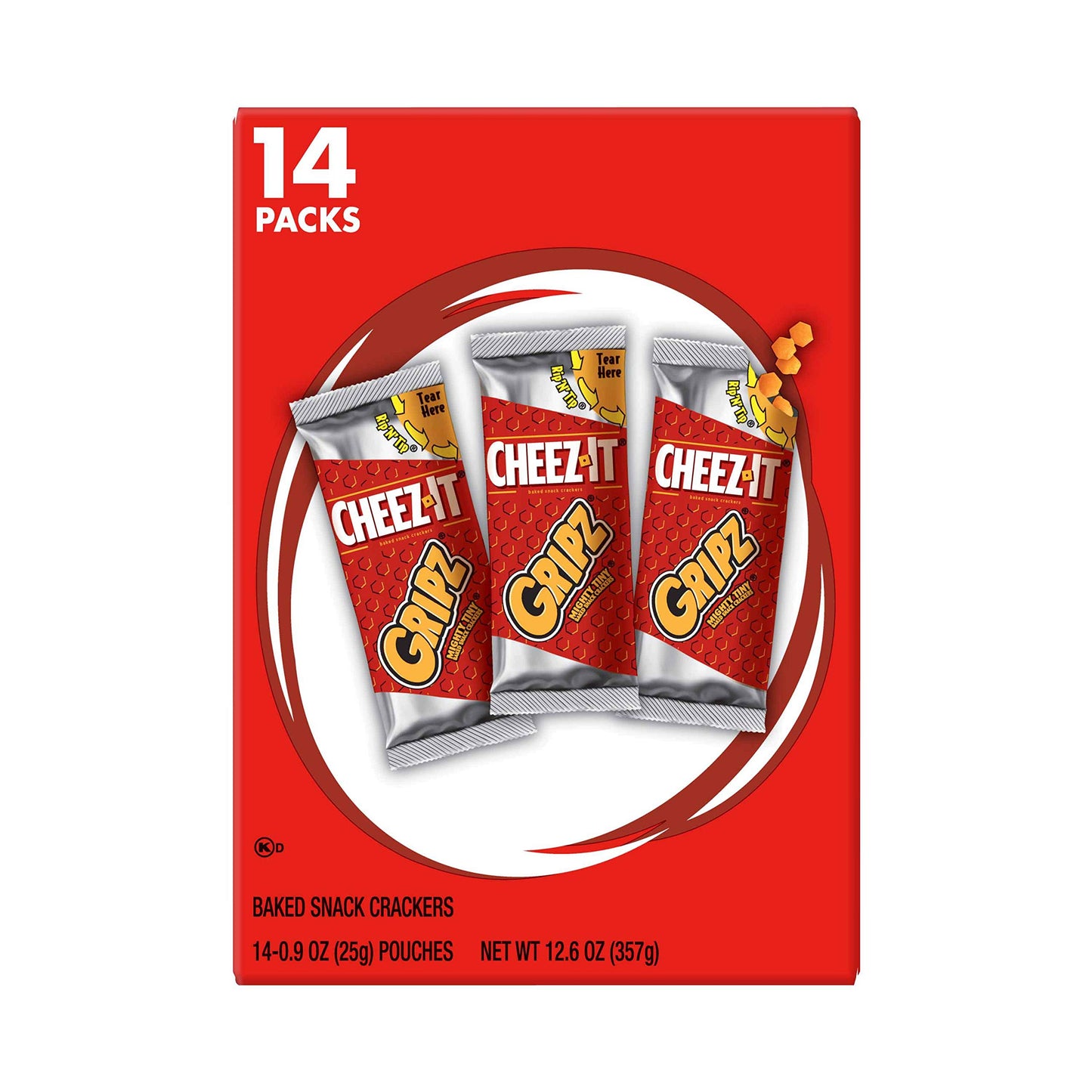 Cheez-It Gripz, Tiny Baked Snack Cheese Crackers, Original, Great for On-the-Go, 12.6oz Box (14 Count)