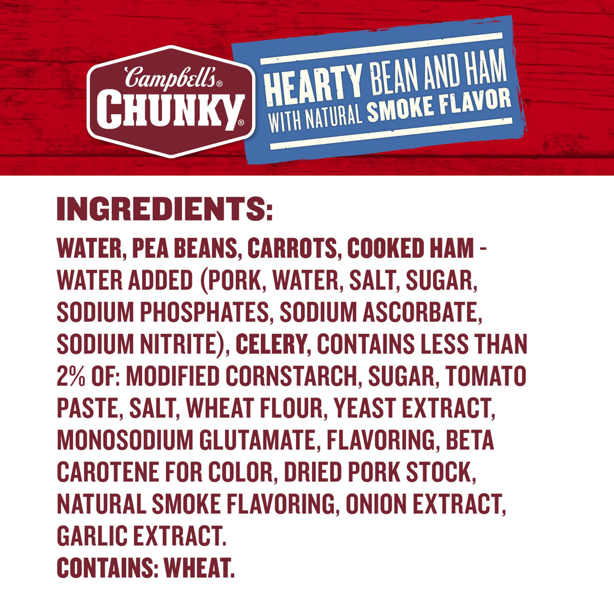 Campbell's Chunky Soup Hearty Bean with Ham, 19 Oz Can, Ready-to-Eat, Perfect for Quick Meals