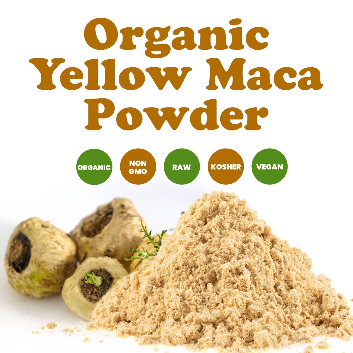 Food to Live Organic Yellow Maca Powder, 1 Pound - Non-GMO, Kosher, Raw Ground Maca Root, Vegan, Flour, Bulk