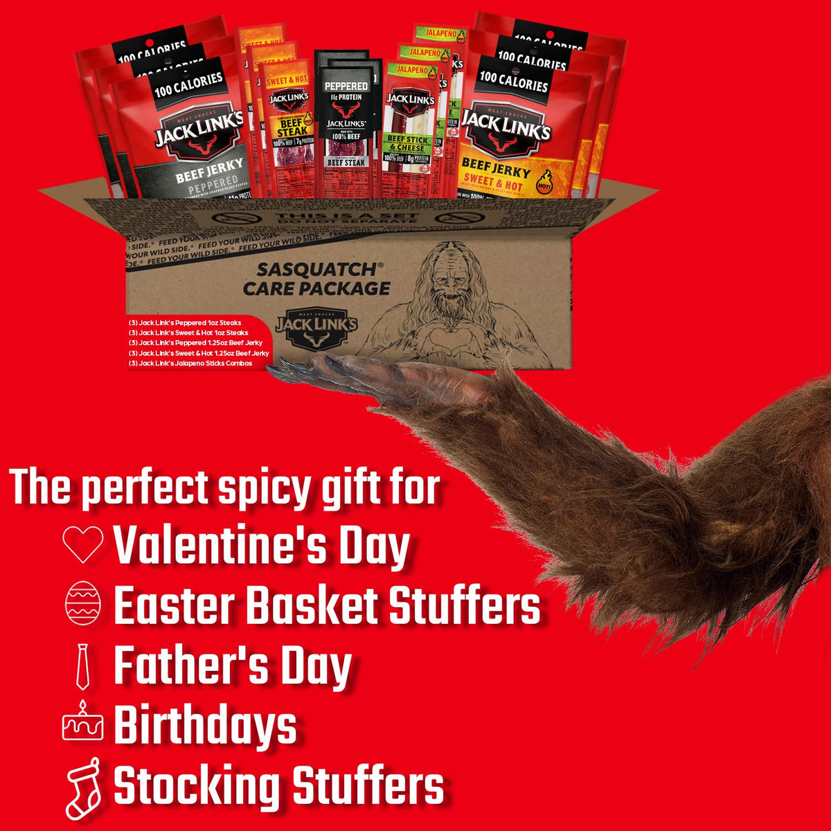 Jack Link'S Spicy Beef Jerky Gift Basket Variety Pack - Includes Beef Jerky, Meat Sticks, And Beef Steaks, Great Gift For Men, P