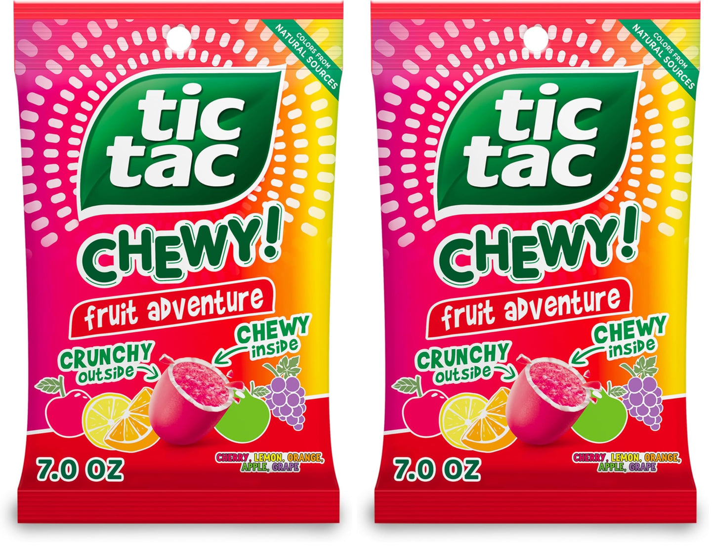 TIC TAC CHEWY! Fruit Adventure Candy, Fruit Candy, 7 oz (Packaging May Vary) (Pack of 2)