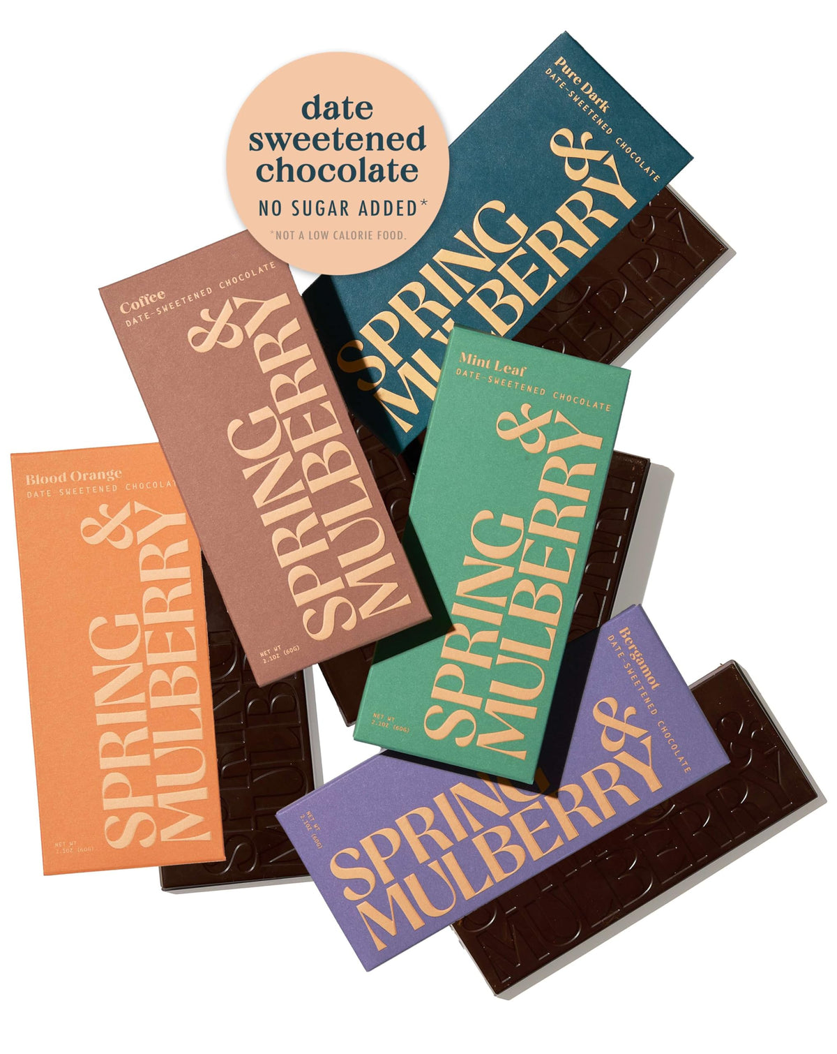 Spring & Mulberry Date-Sweetened Chocolate - 5-Bar Pack, Flavors with Fruits, Nuts, Spices & Essential Oils for the Perfect Trea