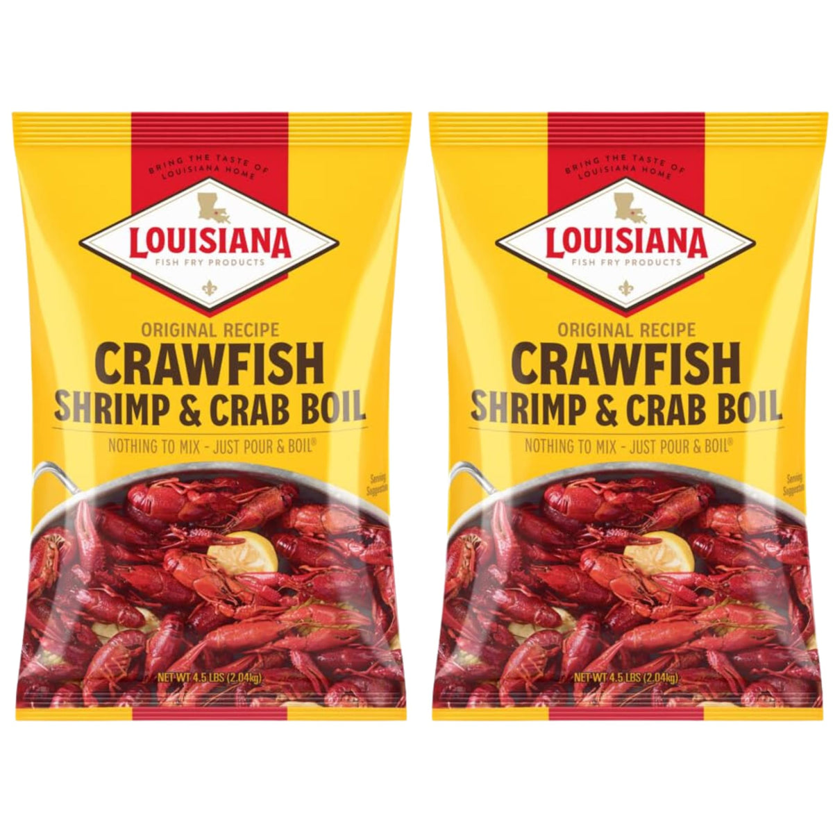 Louisiana Fish Fry Crawfish, Shrimp & Crab Boil Seasoning, 4.5 Pounds (Pack of 2) - Perfectly Spicy - Complete Boil Seasoning fo