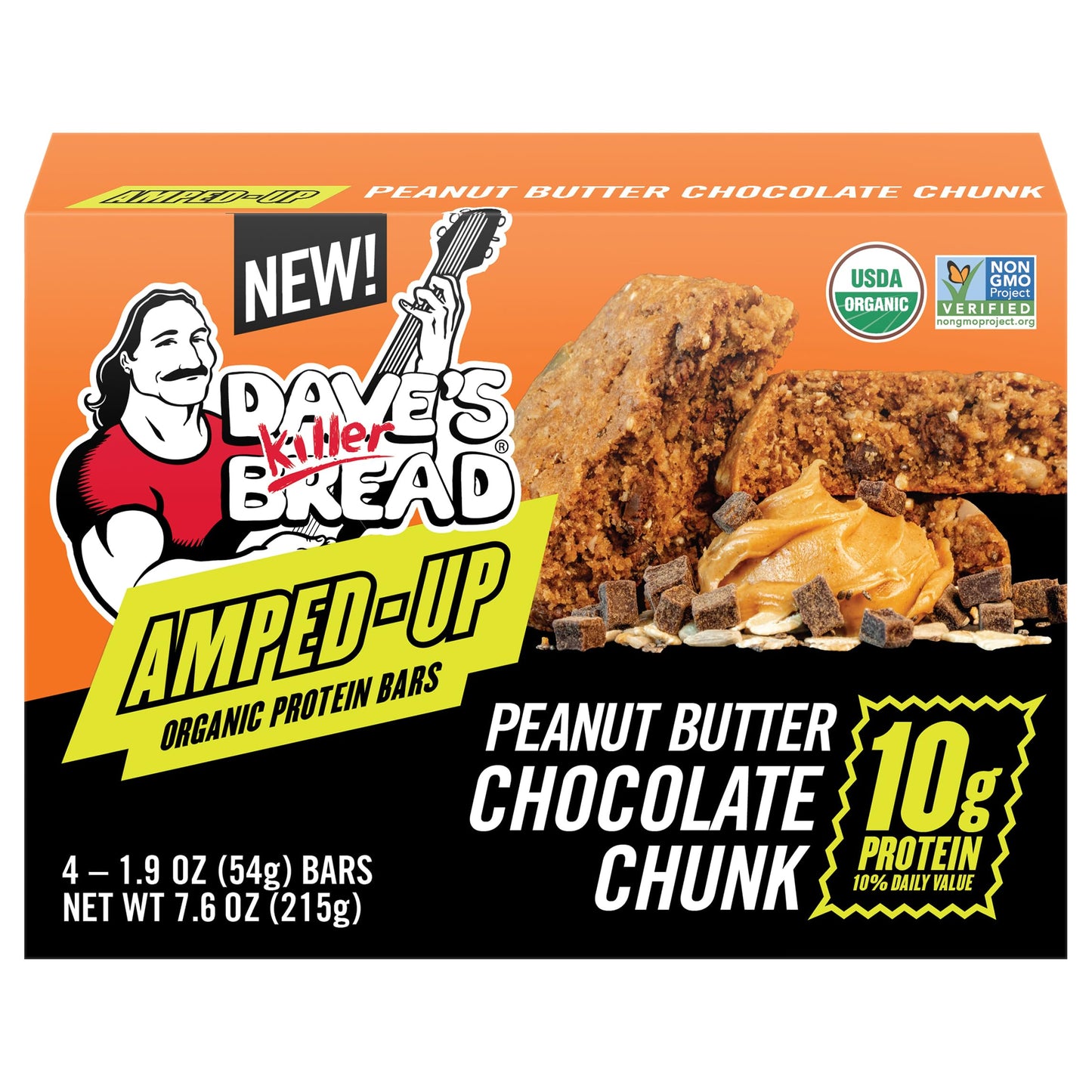 Daves Killer Bread Organic Protein Bars, Peanut Butter Chocolate Chunk, 4 Count