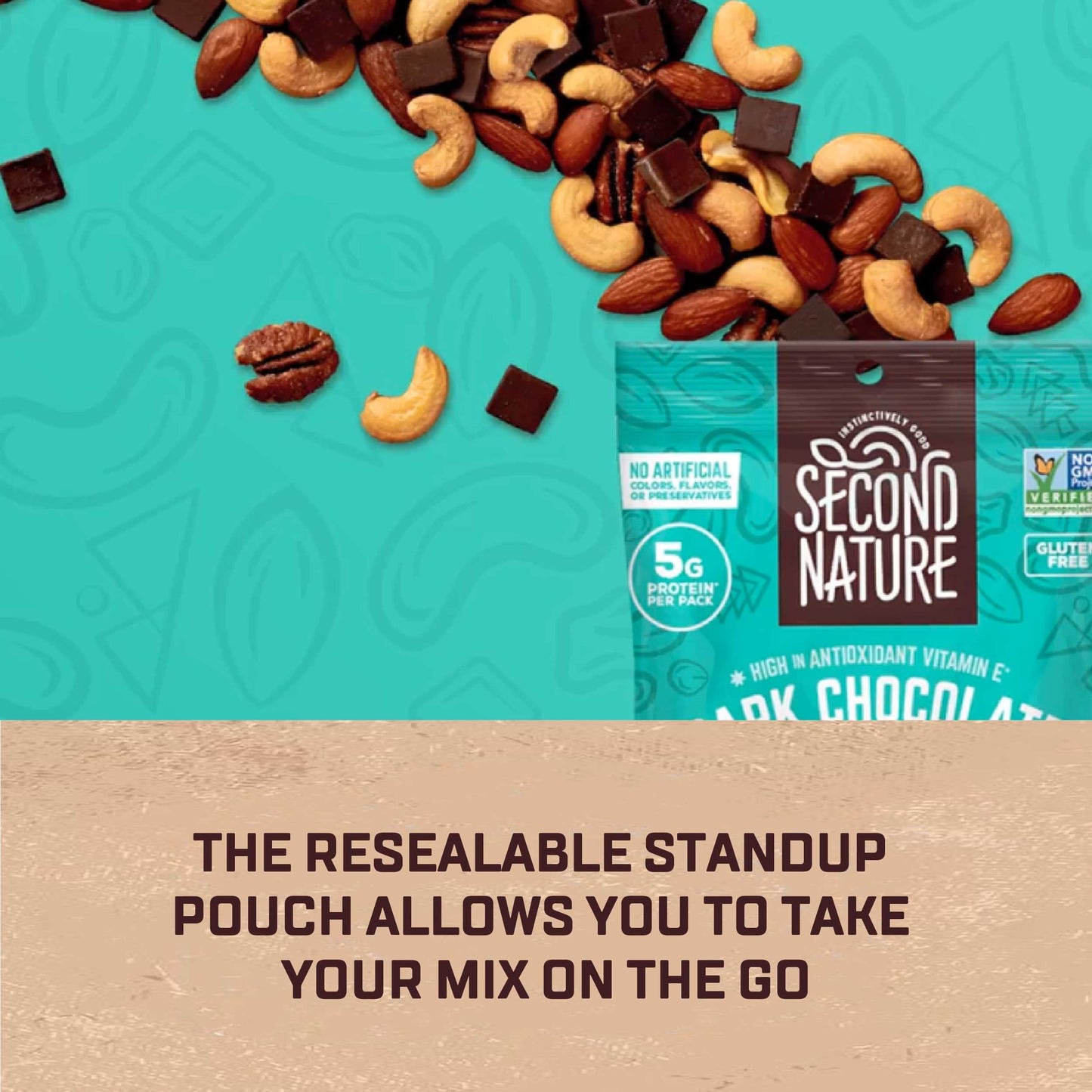 Second Nature Dark Chocolate Medley Trail Mix, 4.5 Oz. Resealable Pouch (Pack Of 12) - Certified Gluten-Free Snack Mix - Dark Ch
