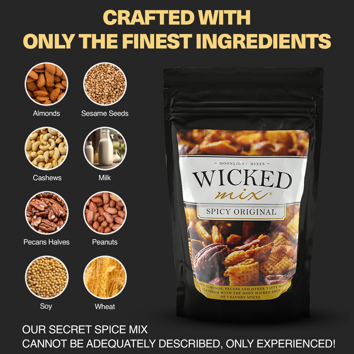 Wicked Mix Snack Mix With Mixed Nuts - Sweet And Salty Snacks Trail Mix Snack Packs With Almonds, Cashews, Pretzels, Pecans - Healthy Snacks Zero Trans Fat In Resealable Bag (Original Mix, Pack Of 3)