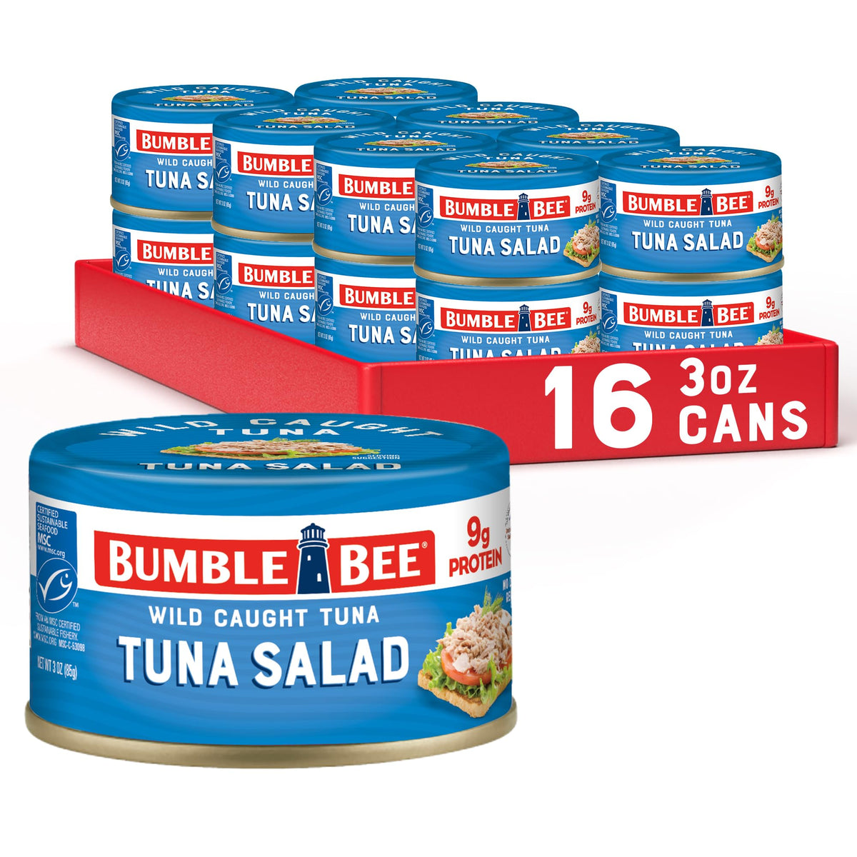 Bumble Bee Snackers - Tuna Salad, 3 oz Easy Open Can - 9g Protein per Serving - Wild Caught Skipjack Chunk Light Tuna Pack - No 