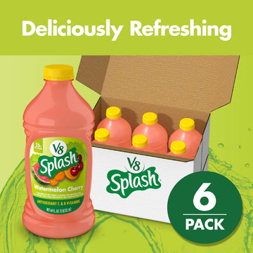 V8 Splash Juice Beverage, Watermelon Cherry Flavor, 64 fl oz Bottle, Pack of 6