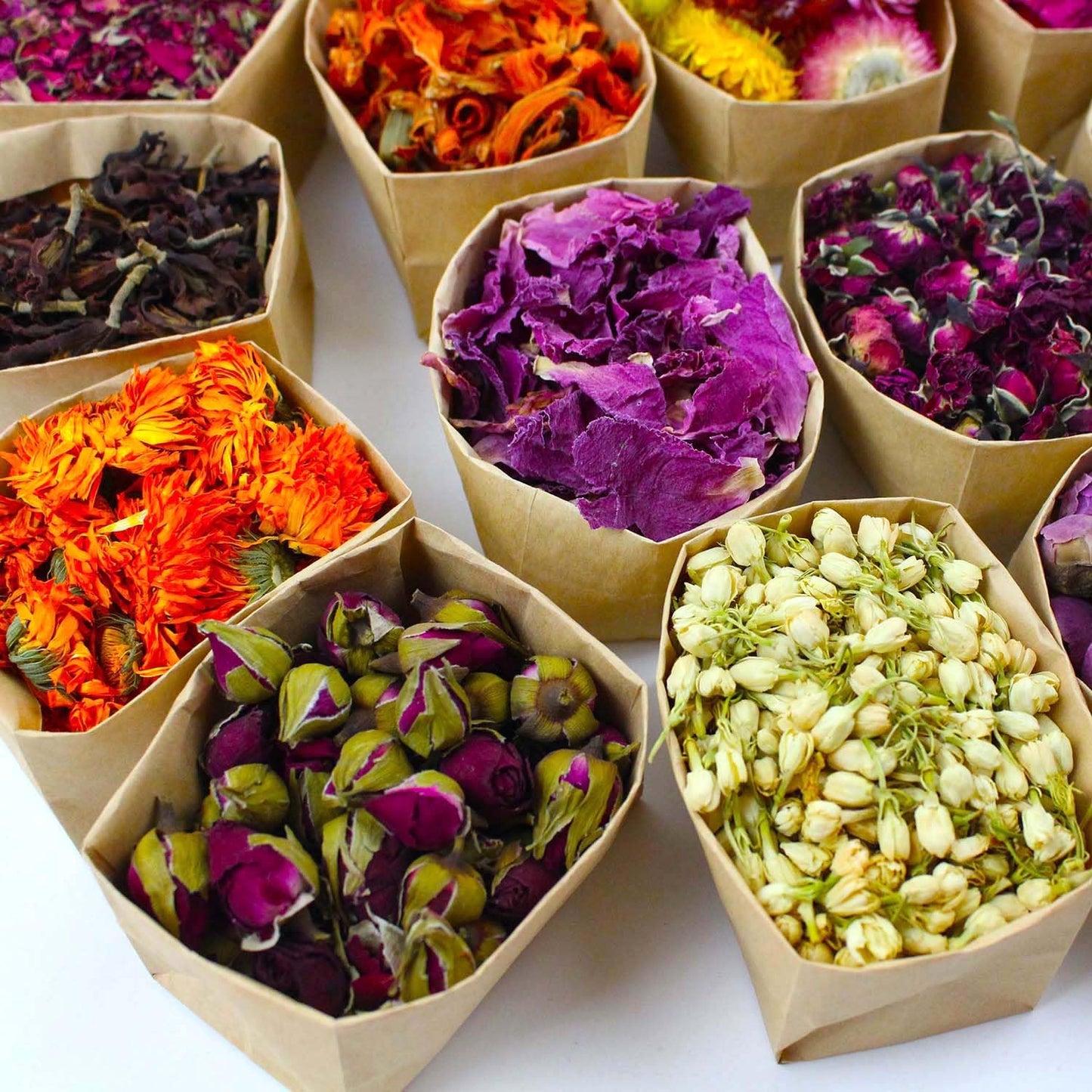 Oameusa Organic Dried Flowers Tea - 20 Pack, 0.28oz - Gluten-Free, Non-GMO, Caffeine-Free, Includes Lemon, Lavender, Pink Rose, Jasmine
