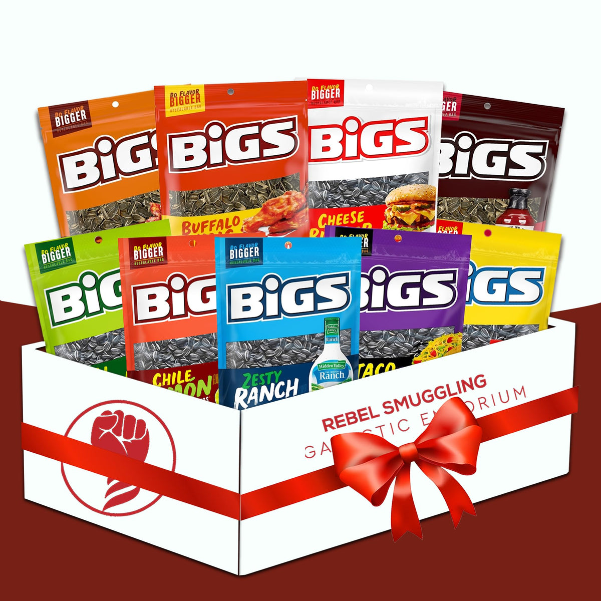 Bigs Sunflower Seeds Variety Pack Care Package Gift Basket, 9 X 5.35Oz Packs Of Flavored Sunflower Seeds By Rebel Smuggling Galactic Emporium
