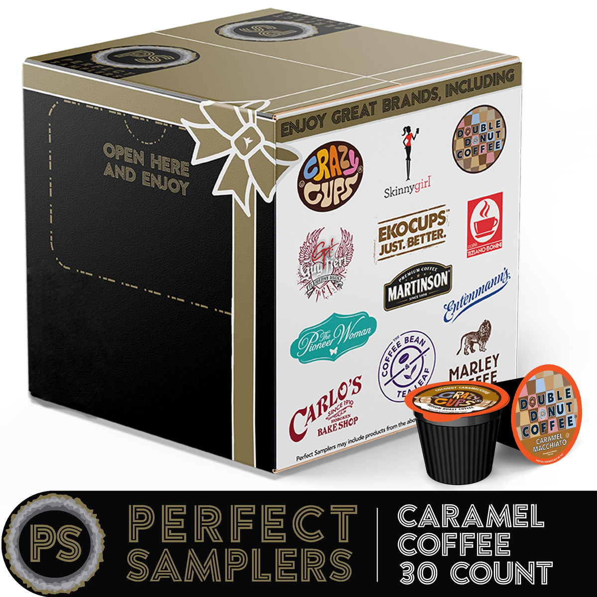 Perfect Samplers Caramel Coffee Pods Variety Pack, Medium Roast, 30 Count for Keurig K-Cup Machines