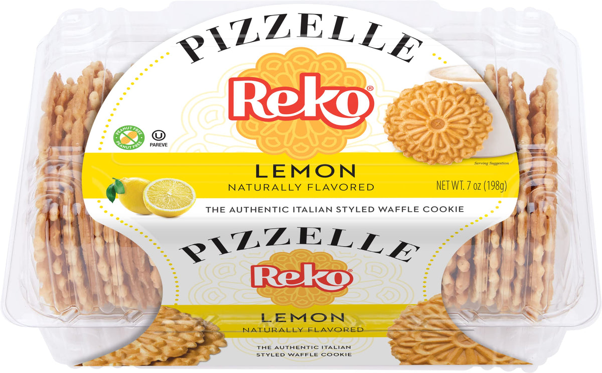 Reko Pizzelle Authentic Italian Style Waffle Cookie, Lemon, 7 Ounce (Pack Of 1)