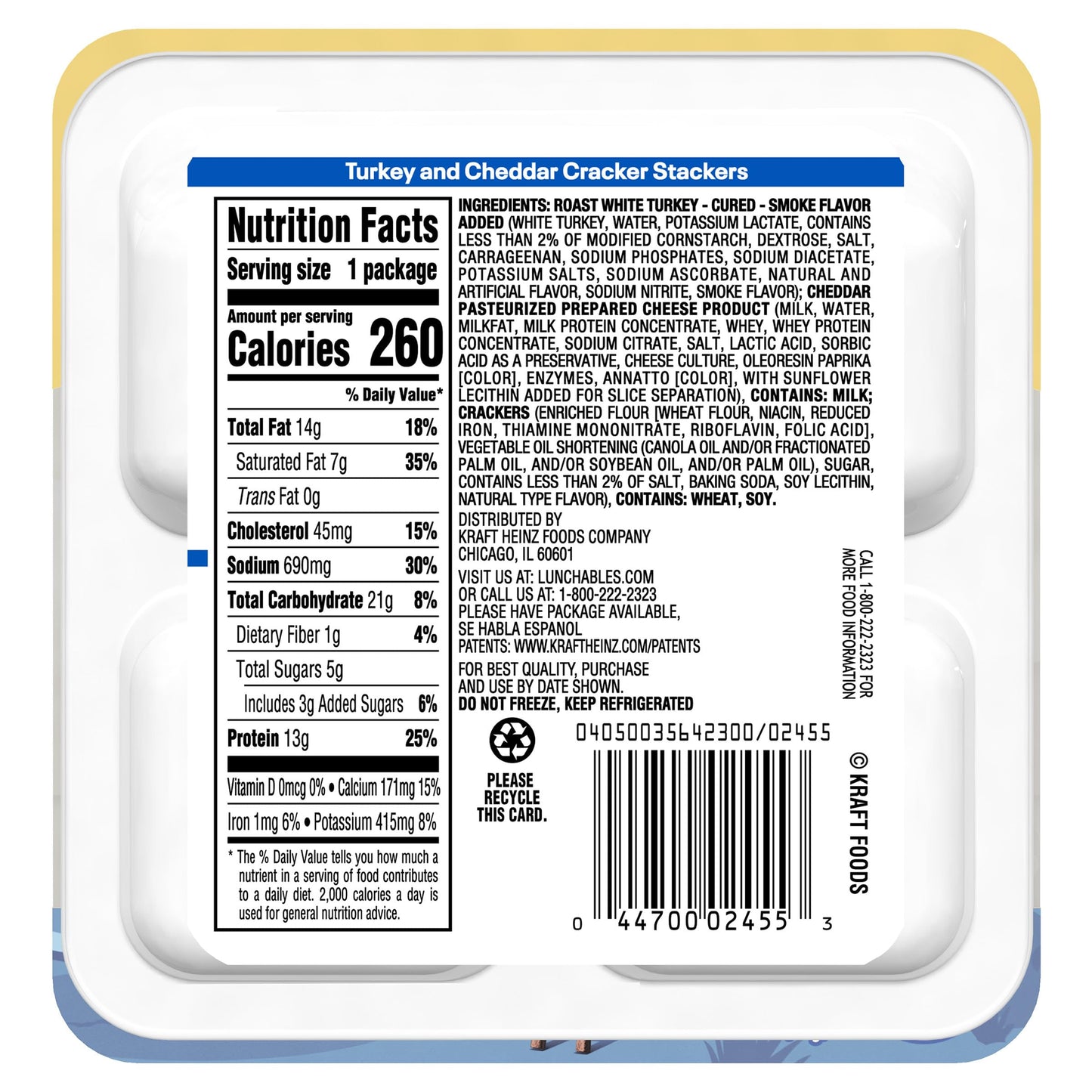 Lunchables Turkey and Cheddar Cracker Stackers, 3.2 oz Tray