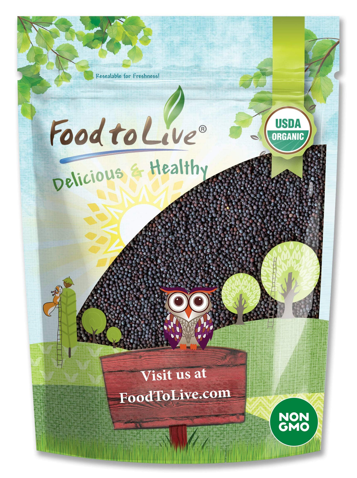 Food to Live - Organic Black Mustard Seeds, 1.5 Pounds - Non-GMO, Whole Hot Spice, Non-Irradiated, Vegan, Kosher, Bulk. High in 