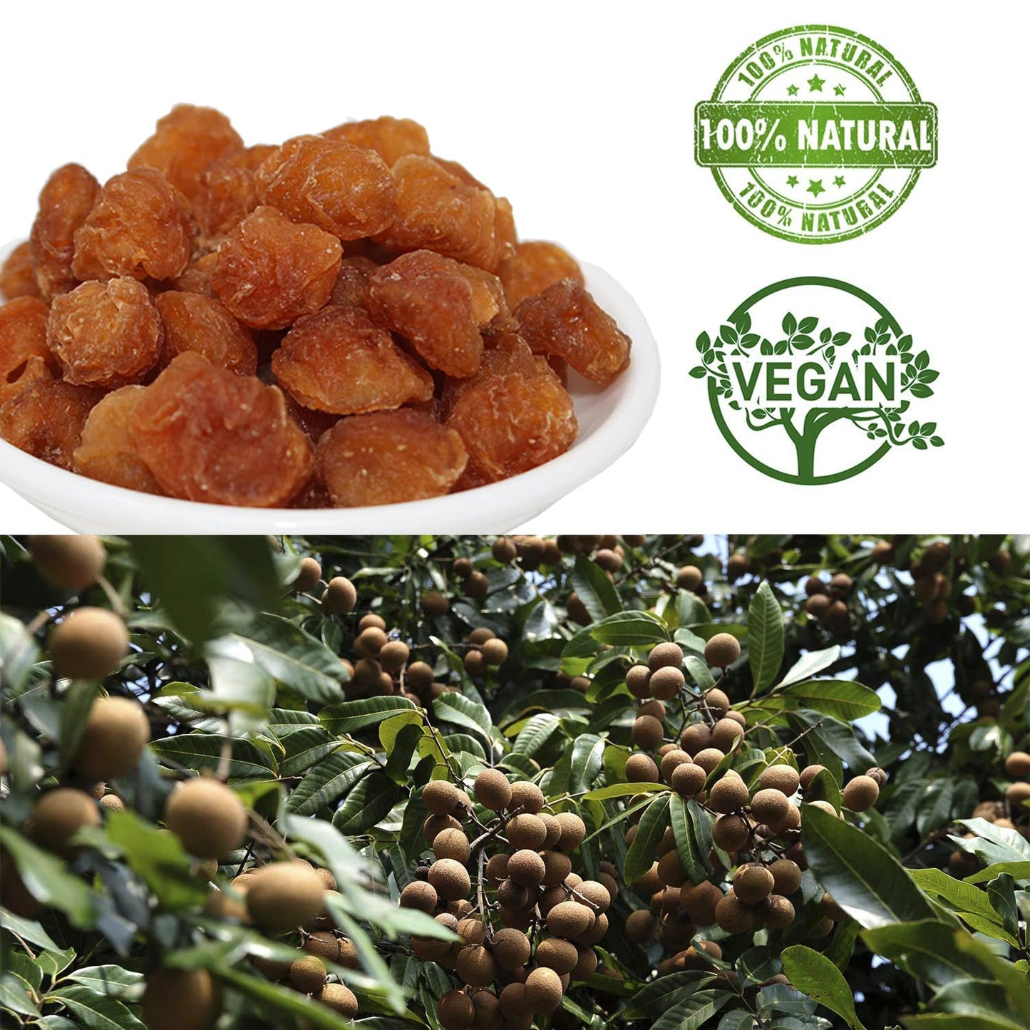 Dabc Oak Land Dried Longan Dried Fruit, High Nutrition, High Vitamin, Snack Food, American Packaging. (Dried Longan, 1 Pound)