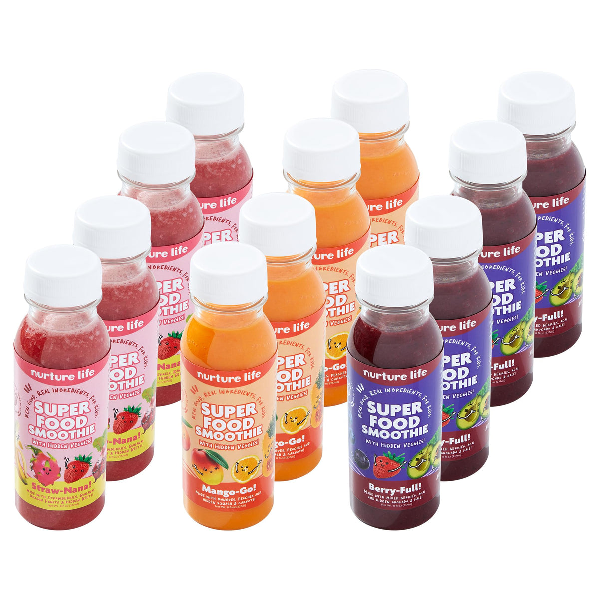 Nurture Life Superfood Smoothies, Healthy Toddler Snacks To-Go w/Hidden Fruits & Veggies, Fruit Smoothies for Kids, No Sugar Add