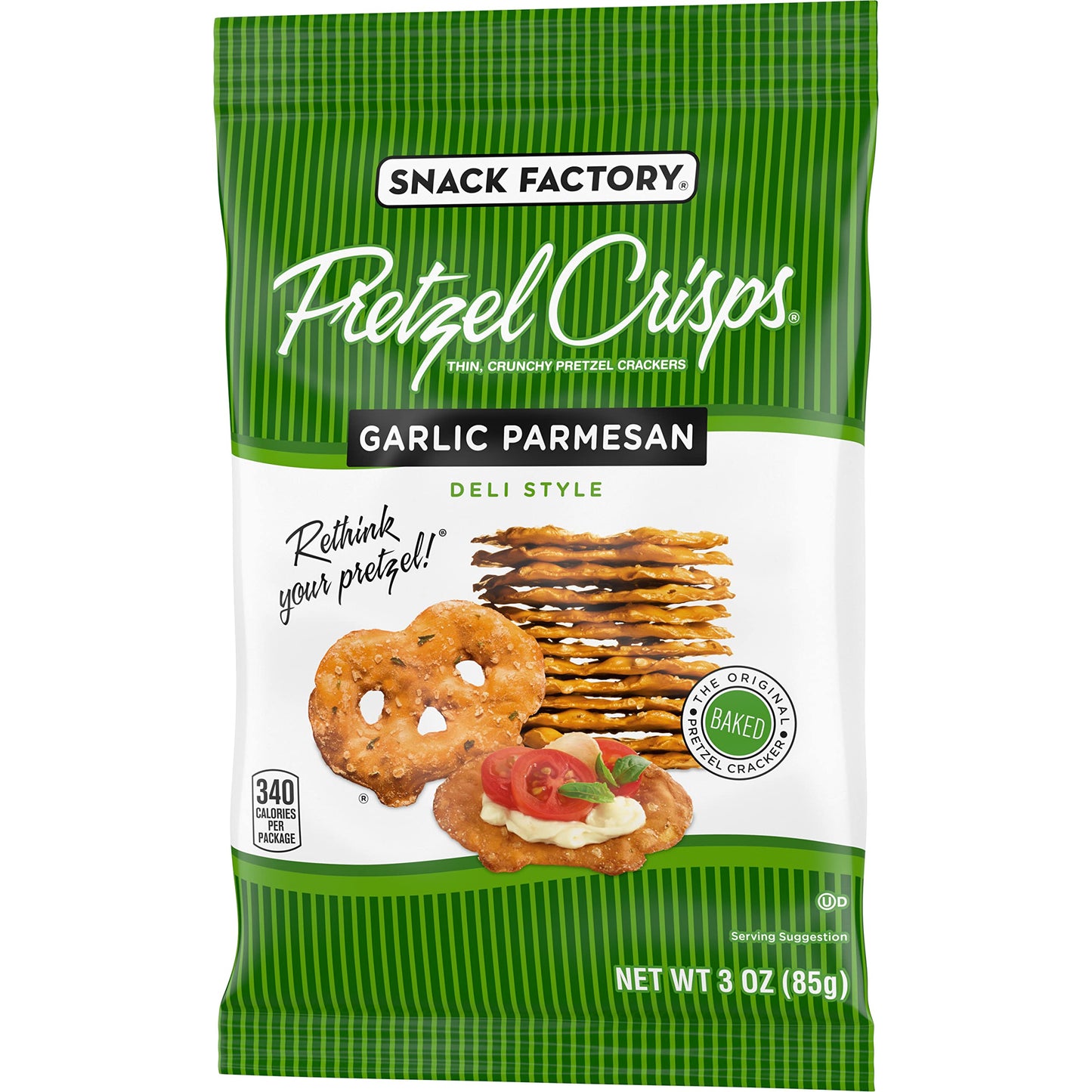 Snack Factory Pretzel Crisps, Garlic Parmesan, On-the-Go Bag, 3 Oz