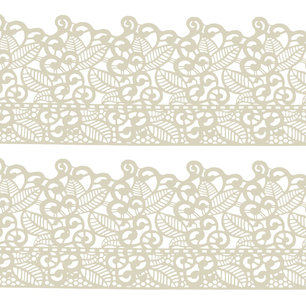 FUNSHOWCASE Edible Cake Lace Set, Leaf Scroll Design, Ivory White, 10-Piece, 14-Inch, Model 1323