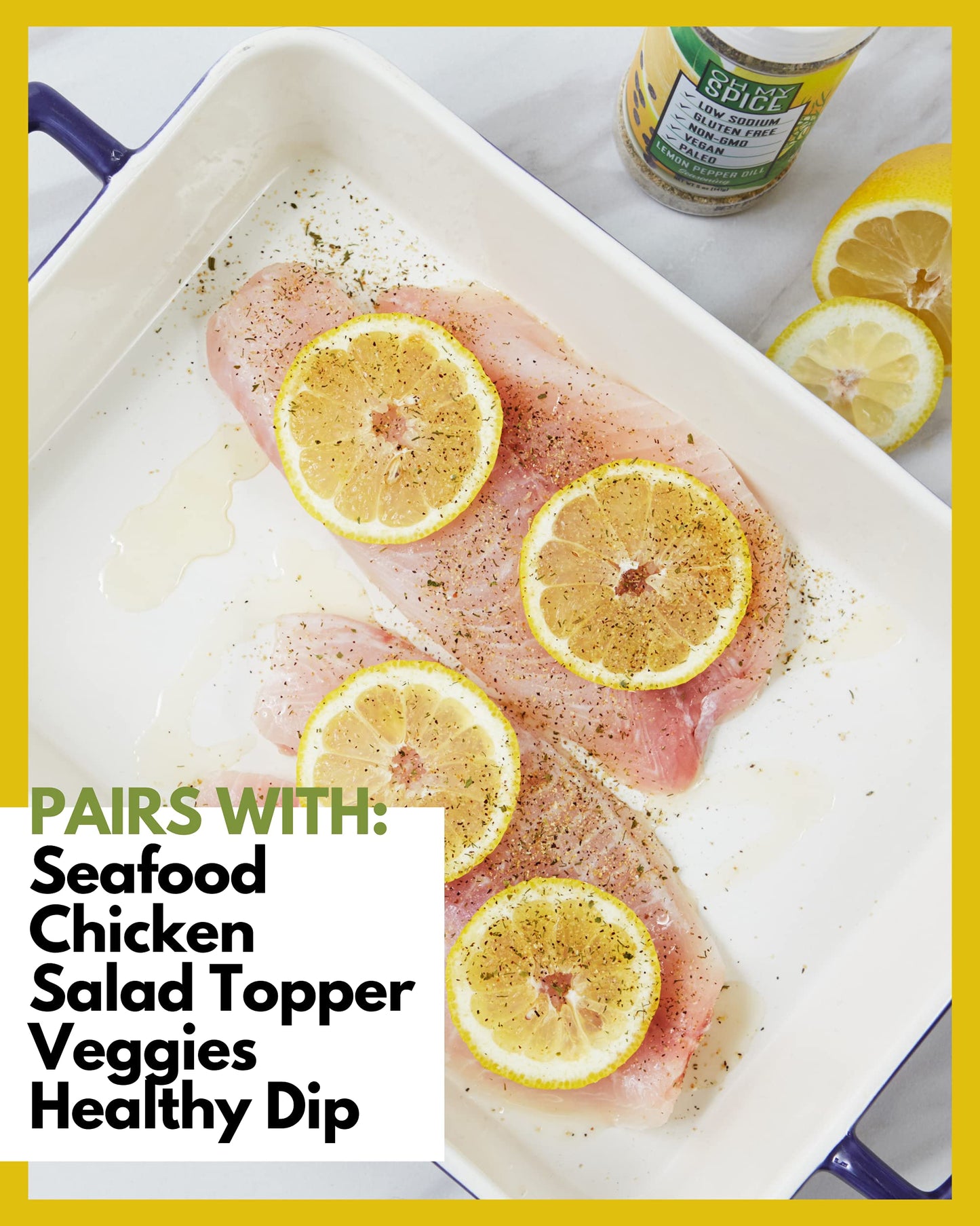 Chicken Seasoning Lemon Pepper Seasoning - Gluten Free & Low Sodium Lemon And Pepper Seasonings For Turkey, Seafood & Vegetable. Poultry Seasonings. Salad, Salmon & Chicken Dust For Grilling. 3.9Oz