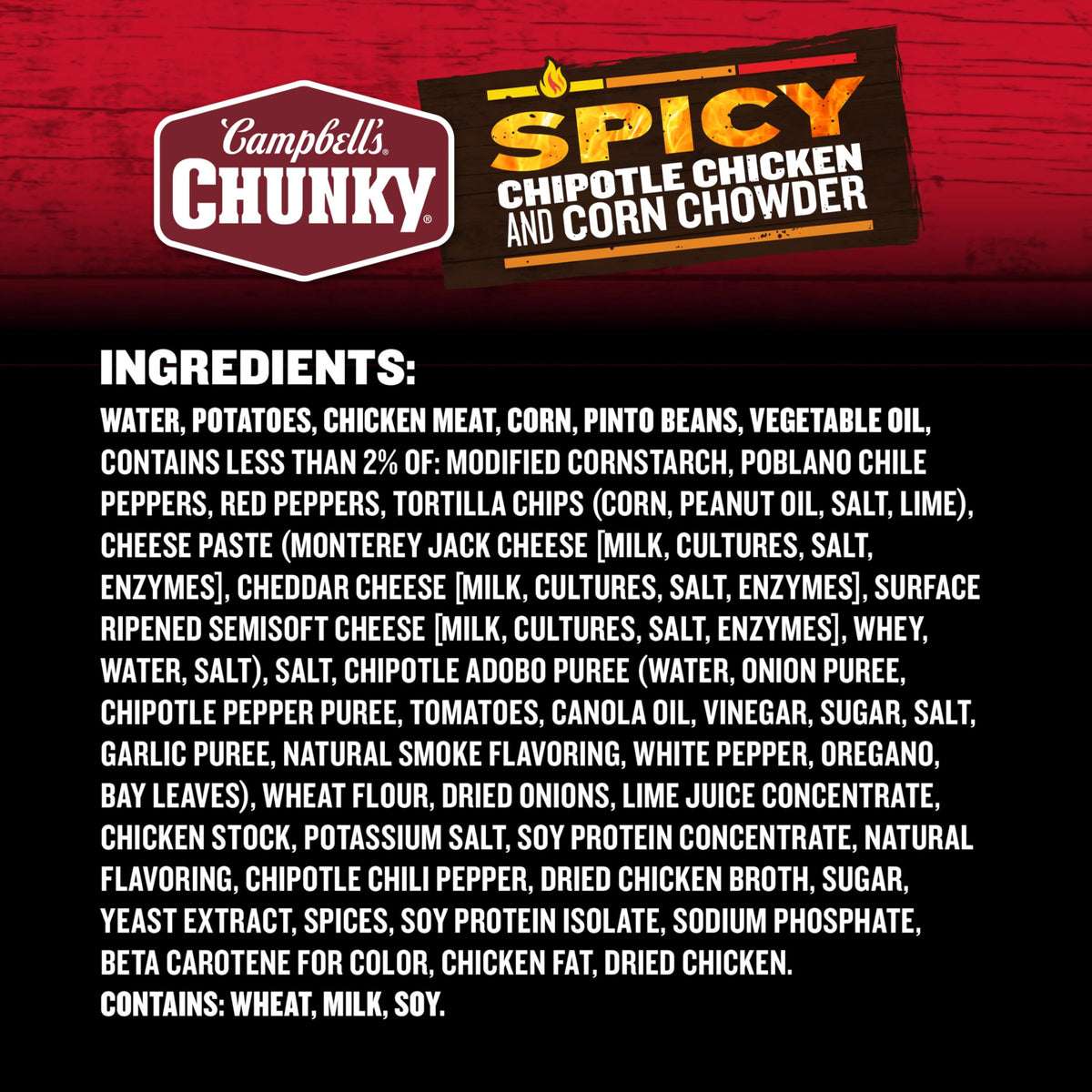 Campbells Chunky Soup, Chipotle Chicken Corn Chowder Soup, 18.8 Oz Can