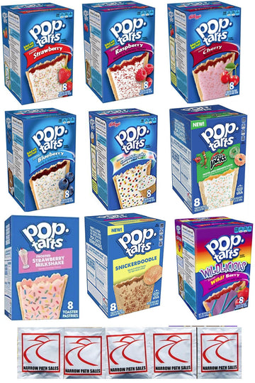 Narrow Path Sales Pop Tarts Variety Pack - 9 Fruit Flavors Sampler - 14 Piece Set