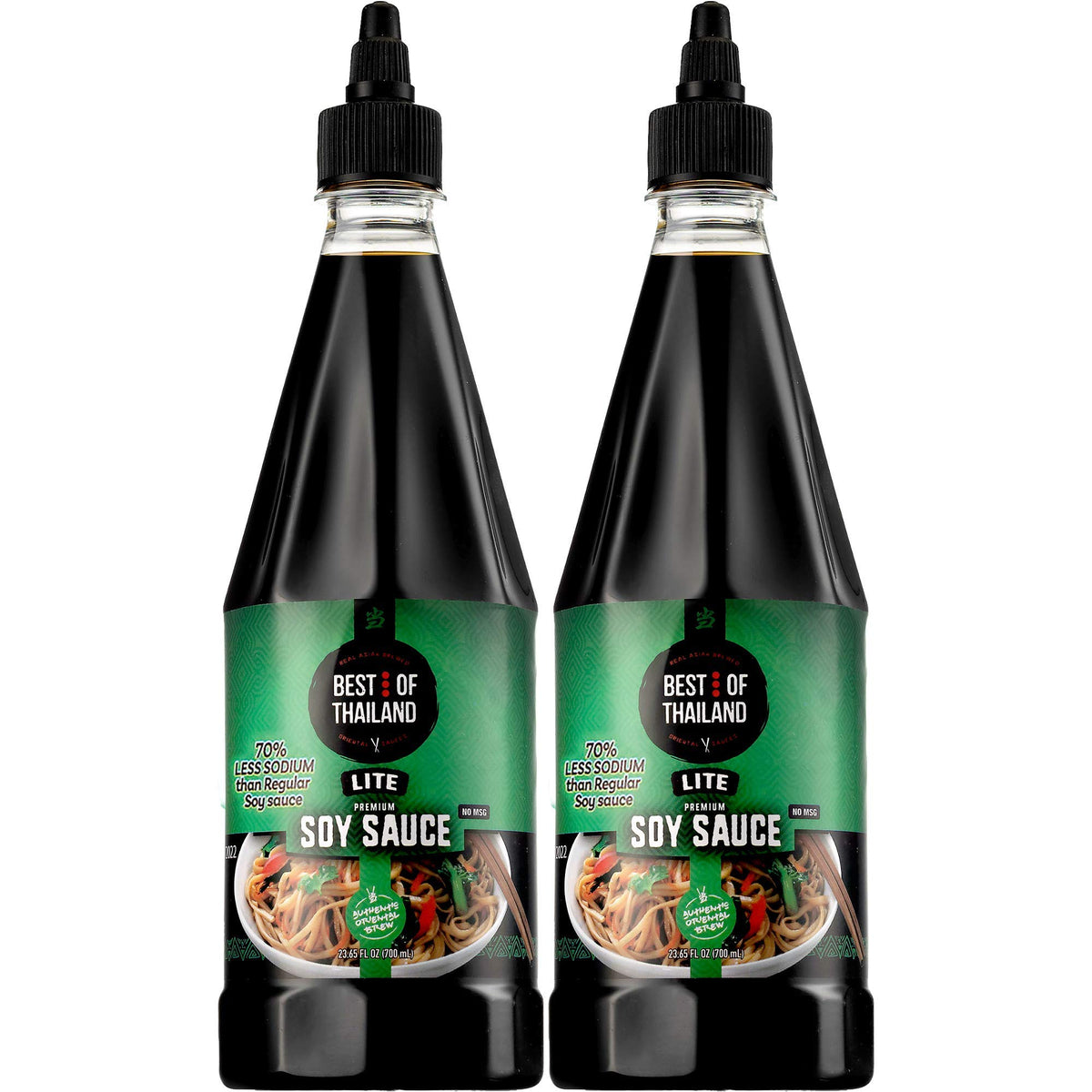 Best of Thailand Lite Soy Sauce, Low Sodium, 23.65 Fl Oz (Pack of 2), Authentic Asian-Brewed Marinade