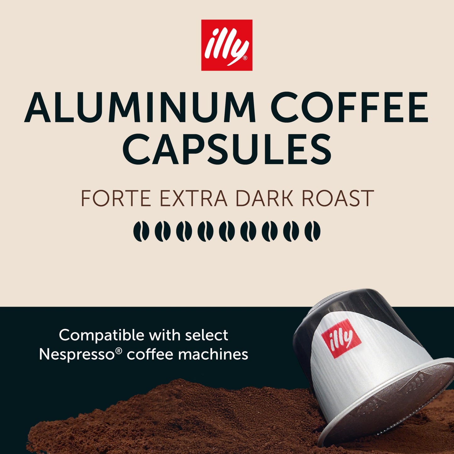 Illy Aluminum Espresso compact pieces for Nespresso - Forte Extra Bold Roast - Rich Flavor - 10 Count (Pack of 5)