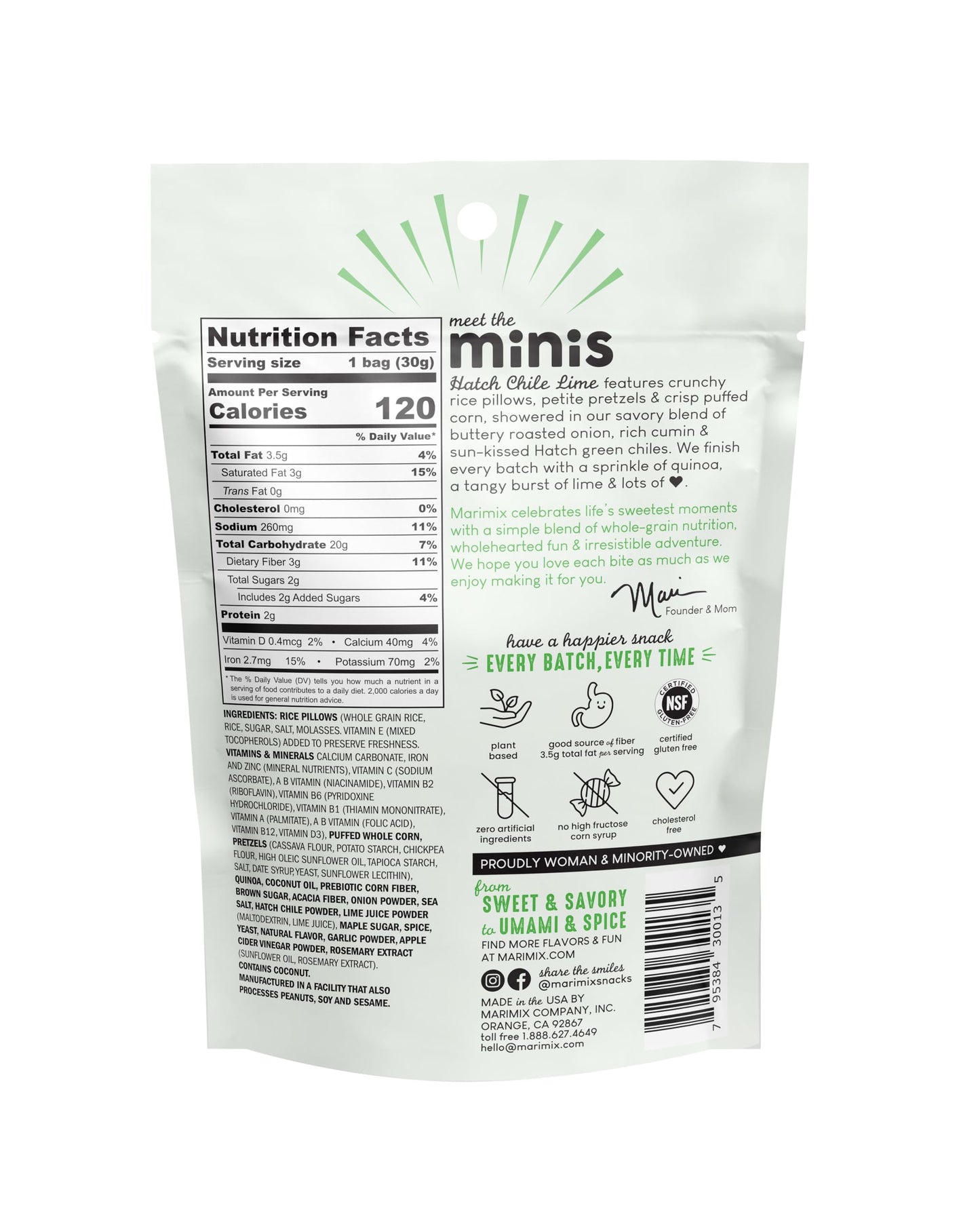 MARIMIX Mini Snack Mix - Hatch Chile Lime, 6 Pack - 1.06 Ounce Each