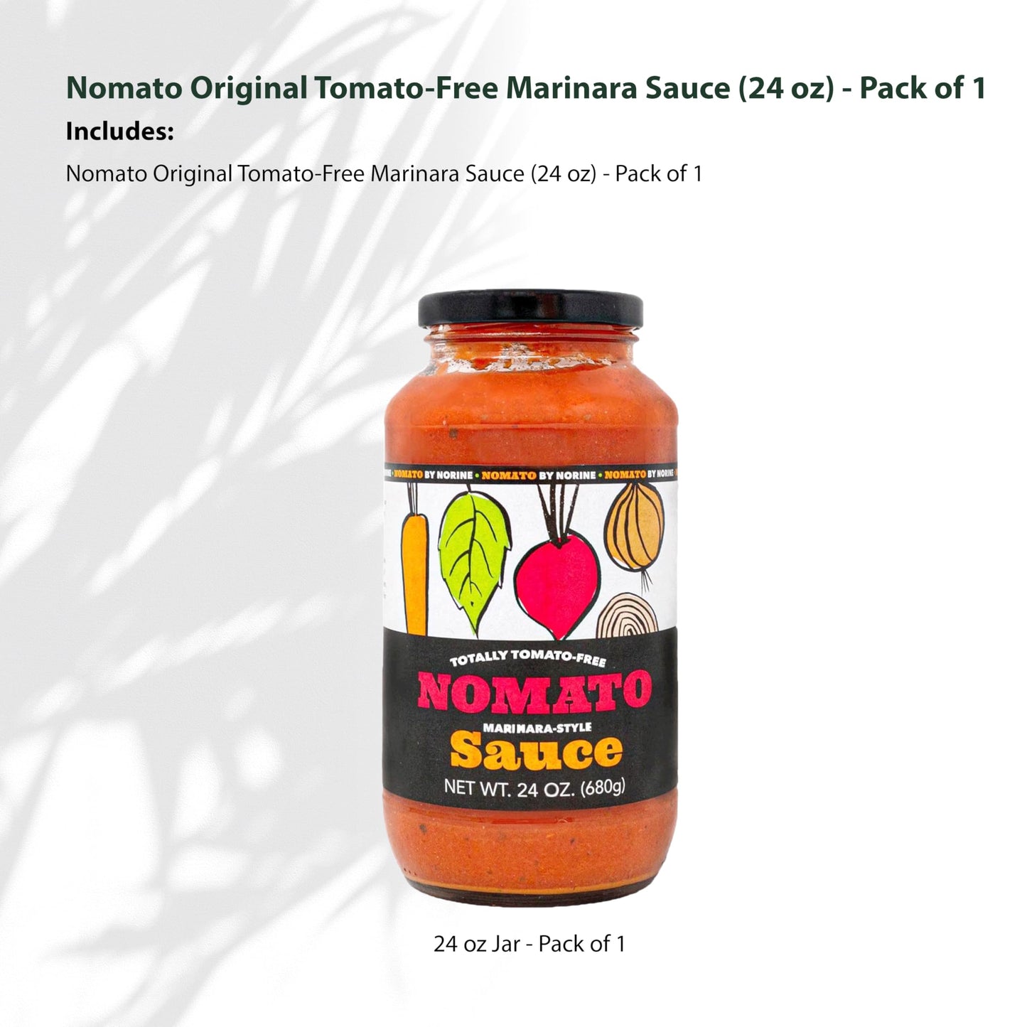 Nomato Original Tomato Free Marinara Sauce - Gluten Free, Nut Free, Dairy Free - 24 oz (1 Pack)