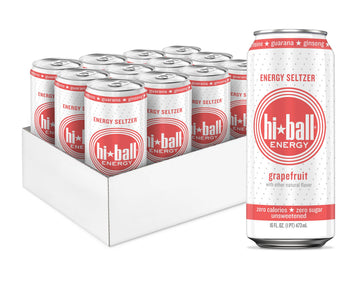Hiball Energy Sparkling Water Zero Sugar and Zero Calorie Drink, Grapefruit, 16 Fl Oz ( 8 Count)