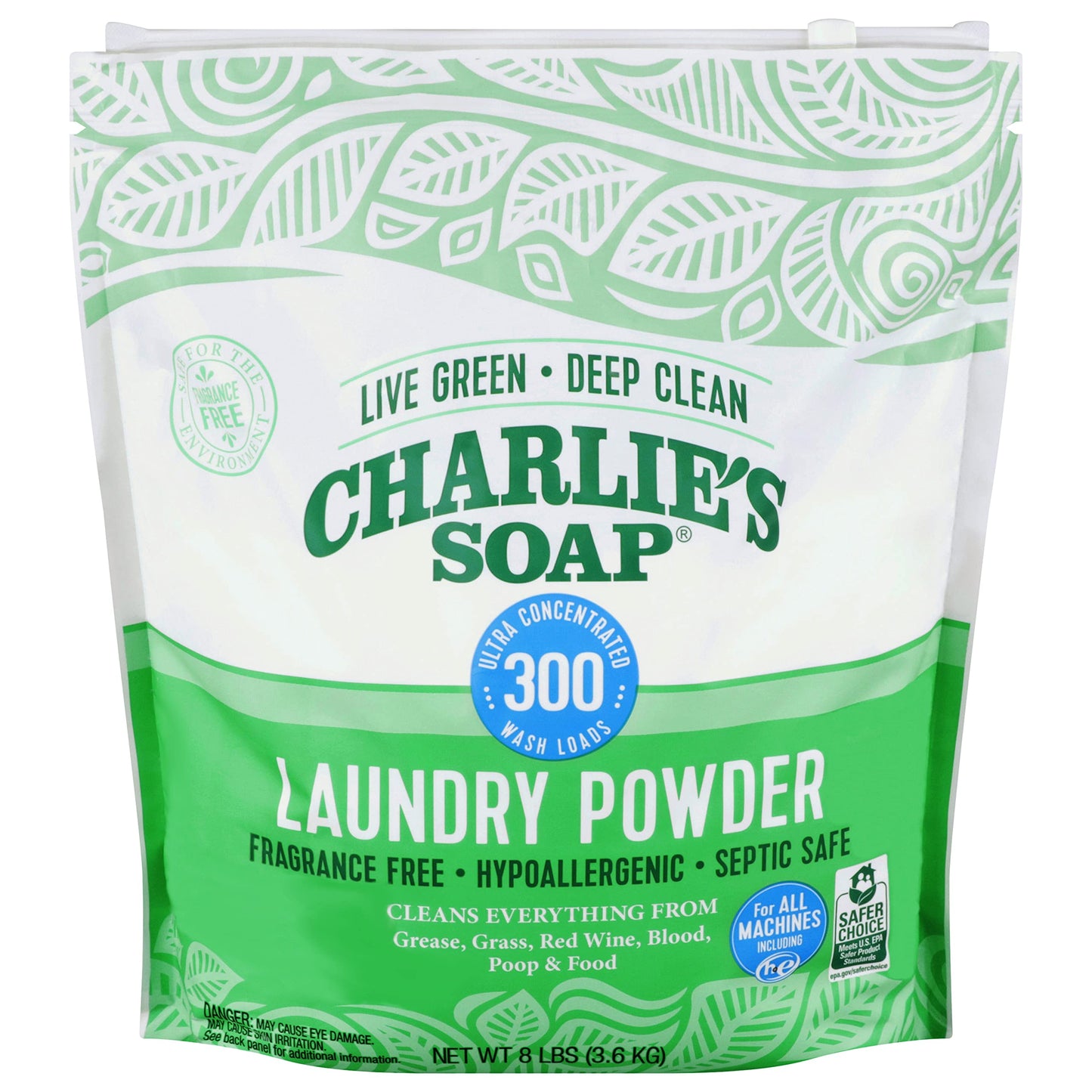 Charlies Soap Laundry Powder (300 Loads, 1 Pack) Hypoallergenic Deep Cleaning Washing Powder Detergent - Eco-Friendly, Safe, And