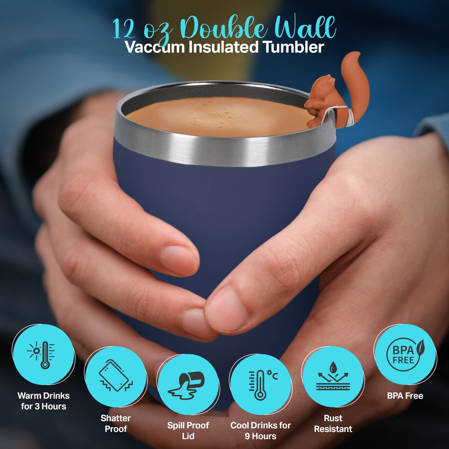 Tea Gift Set For Women And Men – Elegant Tea Sets For Women Gift With 15 Unique Teas, Stainless Steel Tumbler & 10 Honey Straws In Enhanced Box (Blue)
