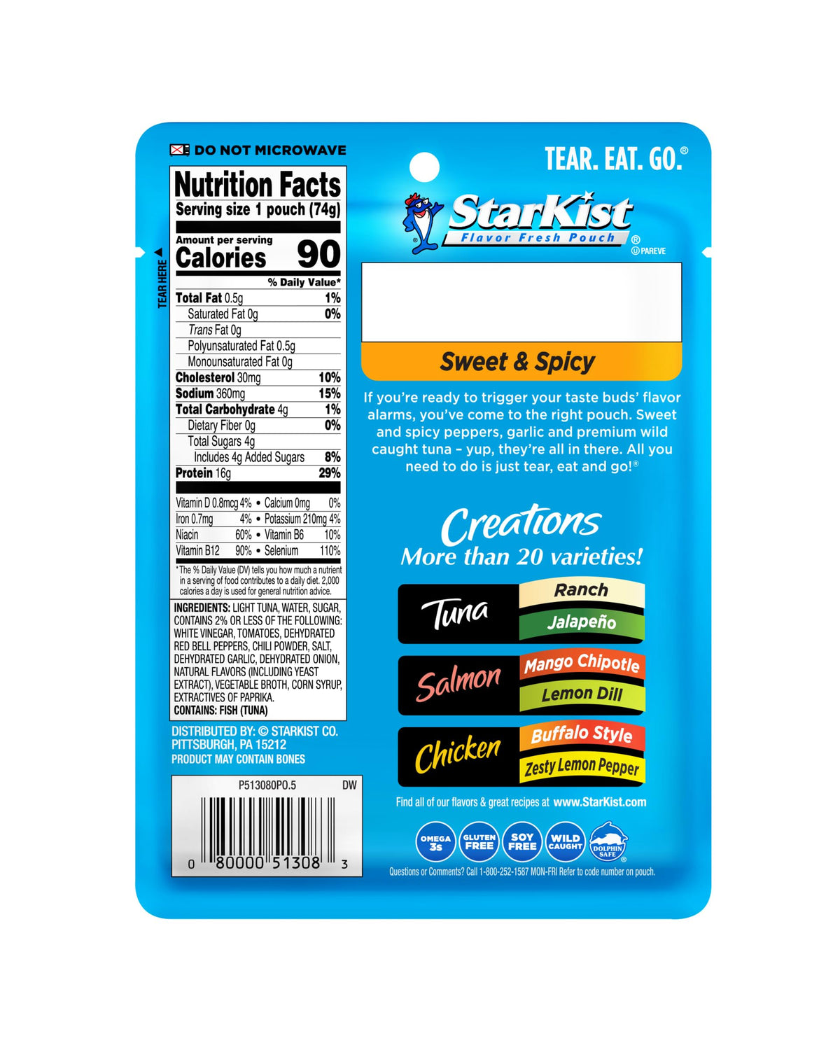 StarKist Tuna Creations Sweet & Spicy, Single Serve Pouch, 2.6 oz