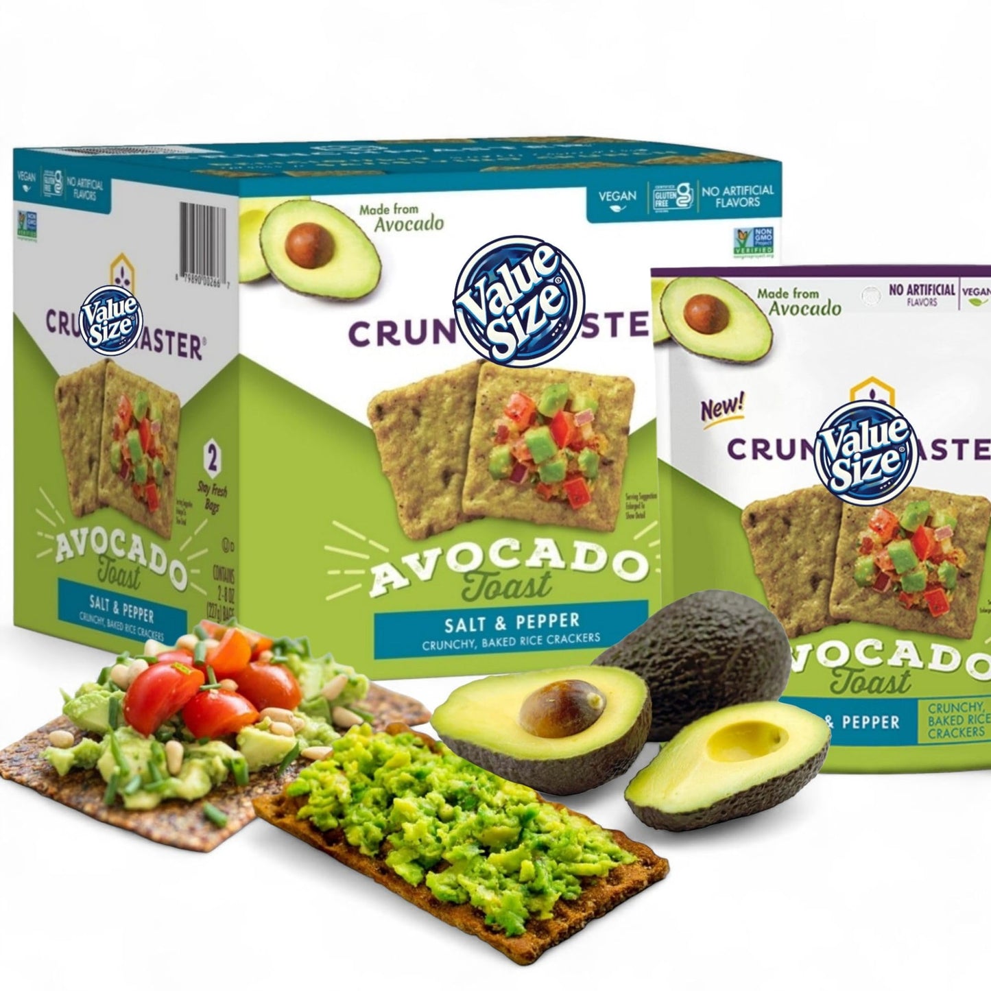 Avocado Toast Flavored Crackers with Salt & Pepper, 16 oz - Bold Crunchy Snack - Custom Bundled box