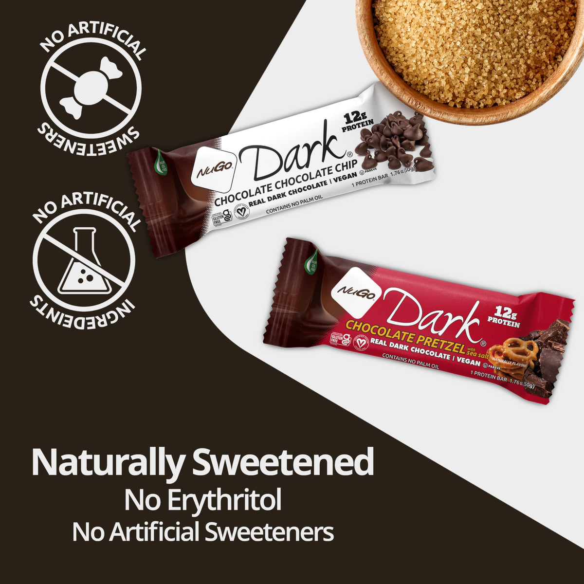 Nugo Dark Mint Chocolate Chip, 13G Protein Bar, Vegan, Gluten Free, Non-Gmo, Kosher Pareve, 24 Count