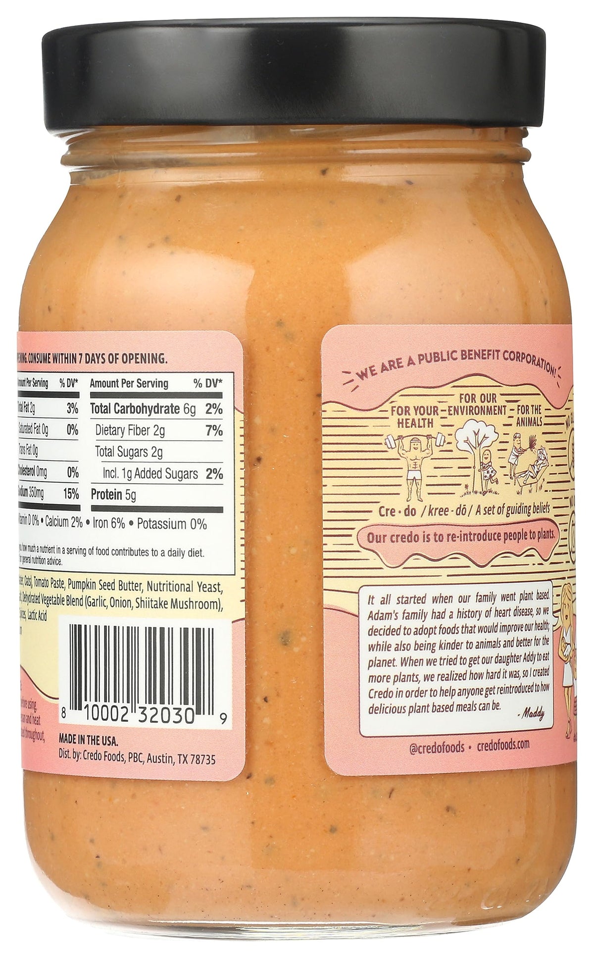 CREDO FOODS Plant Based Alfredo Rosa Sauce, 15 OZ