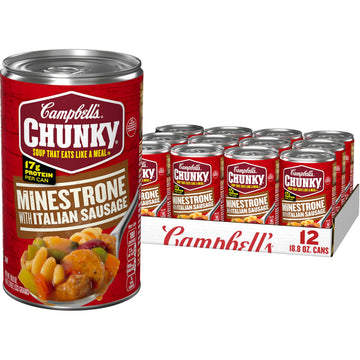 Campbell's Chunky Soup, Minestrone with Italian Sausage, 18.8 oz (Pack of 12)