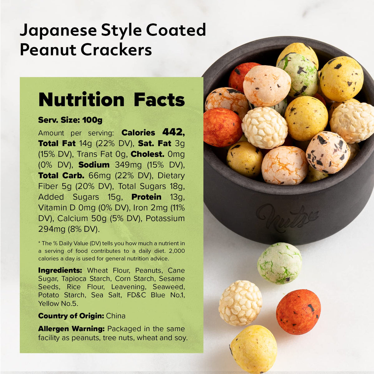 NUTS U.S. Japanese Coated Peanut  ers, Non-GMO, No Trans Fat, 3 LBS